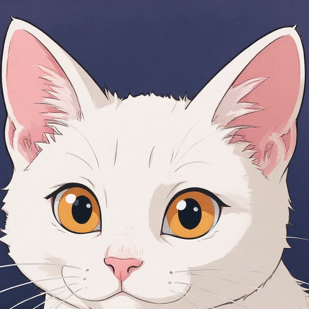 Portrait anime d'un chat blanc — style Picapaw